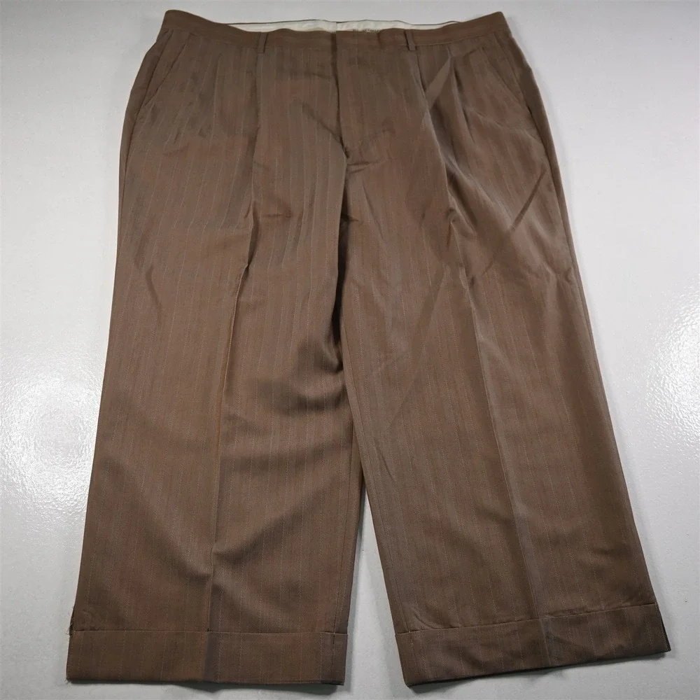 Pallini 52L 44x28 Brown Striped Boxy Baggy Mens‎ Jacket Pants Suit